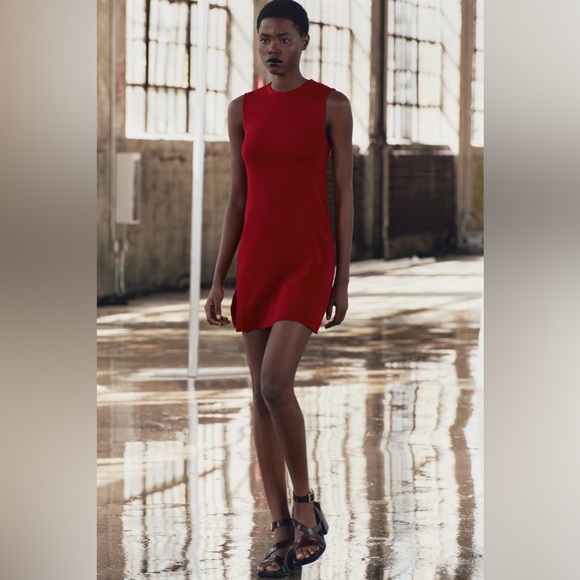 ZARA PLAIN KNIT MINI DRESS - Picture 4 of 11